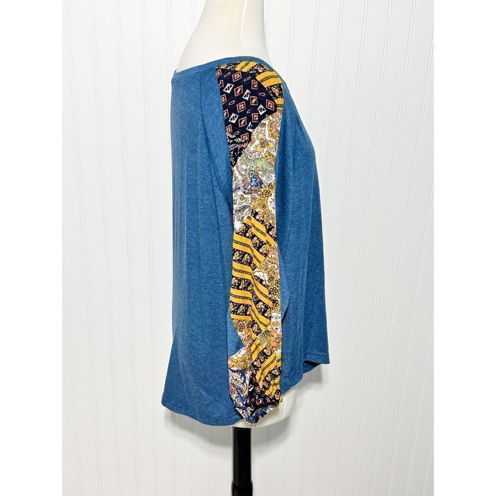 Beyove Women's V Neck Bohemian Loose Pullover Long Sleeve Top Navy Blue Size XL - Picture 3 of 10